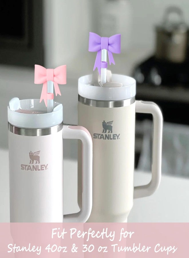 GAISHION 3 pcs Cute Bow Straw Covers Cap Toppers Compatible with Stanley 40/30 oz Tumbler Cups,Reusable Cute Silicone Straws Lids Tips Protectors for 0.4 in/10mm Stanleys Cup Accessories - Image 4